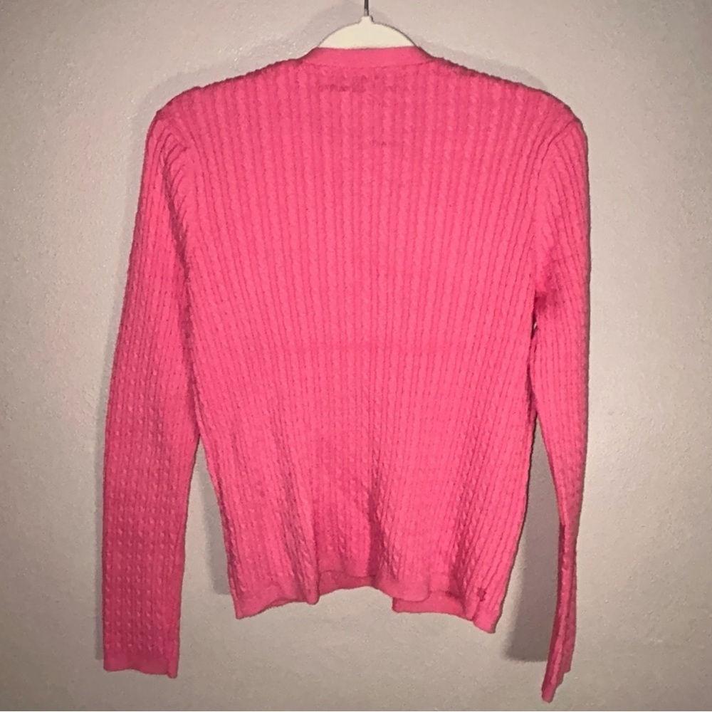 Ralph Lauren VTG bubble gum Pink Cable Knit Cardigan - Picture 2 of 3